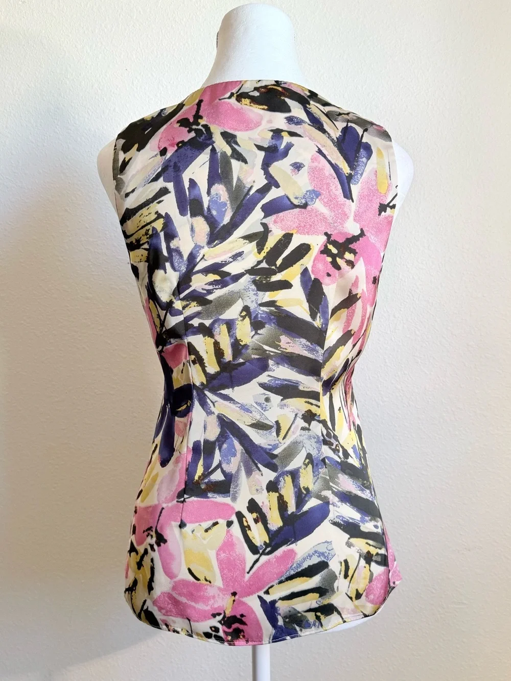 Y2K Banana Republic Satin Floral Sleeveless Top Fairy Feminine Coquette - Picture 3 of 9